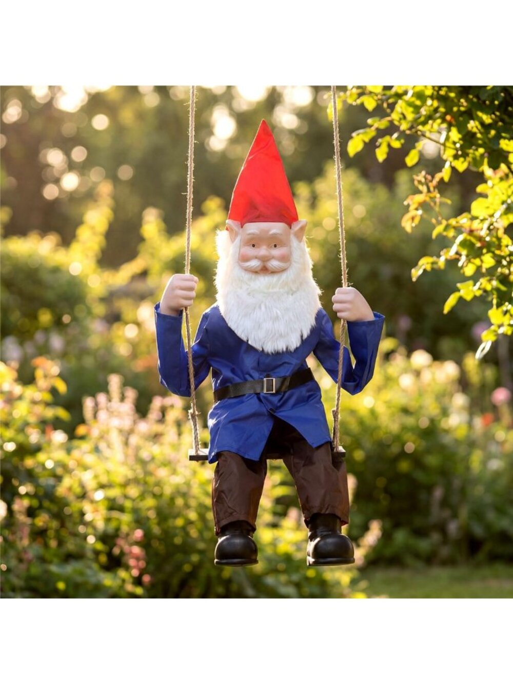 Outdoor Spring Gnome Decor with Swing - Waterproof Garden Decoration, Realistic